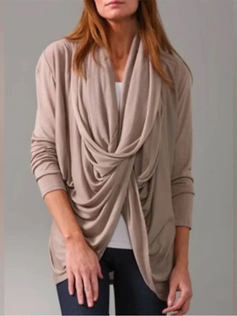 Alice + Olivia Light Tan Wrap Around Infinity Cardigan Size M